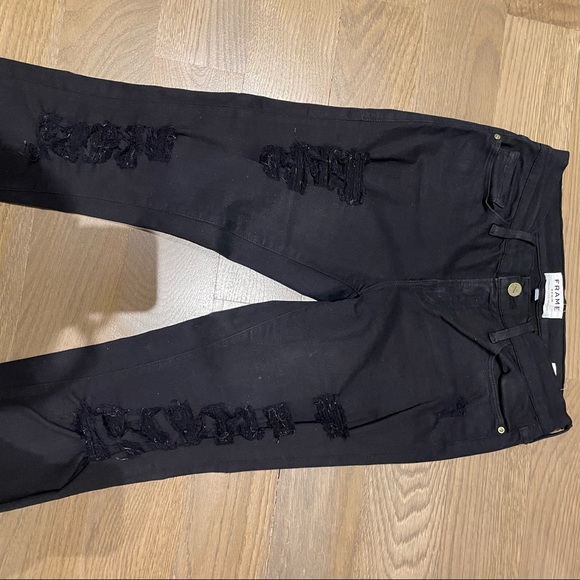 Frame Denim Le Skinny de Jeanne black ripped jeans Size 26 - Picture 4 of 7